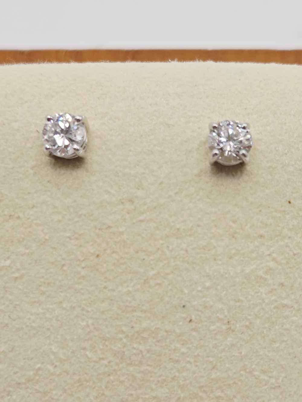 Diamond Stud Earrings Round Natural 14KT Gold 4 Prongs Minimalist - Picture 12 of 16